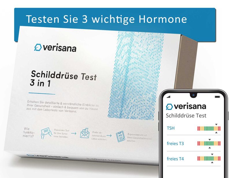 Produktbild: Verisana Schilddrüse-Test 3 in 1 Testkit für zu Hause zur Bestimmung von TSH, fT3 und fT4